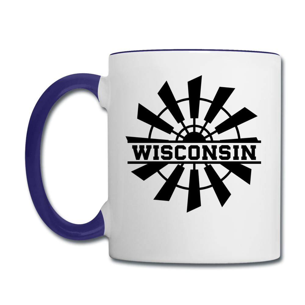 Wisconsin - Windmill - Black - Contrast Coffee Mug - white/cobalt blue