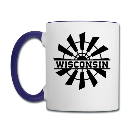 Wisconsin - Windmill - Black - Contrast Coffee Mug - white/cobalt blue