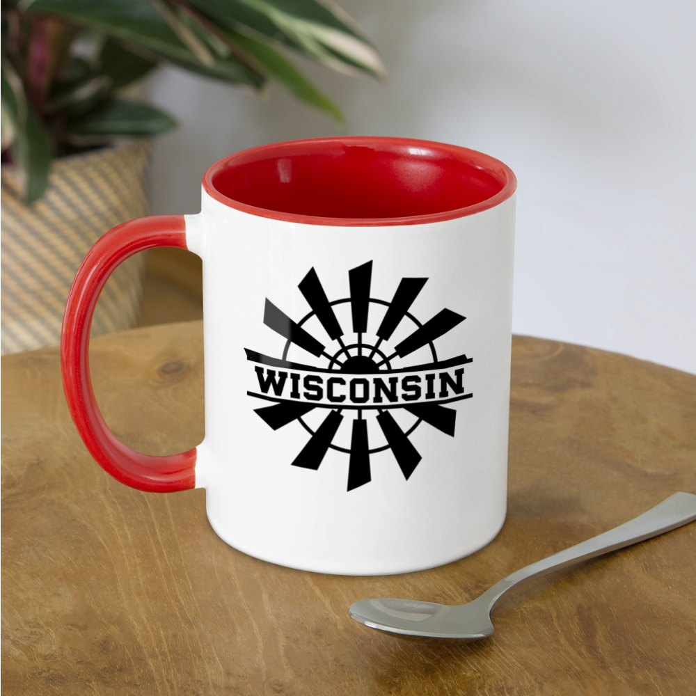 Wisconsin - Windmill - Black - Contrast Coffee Mug - white/red