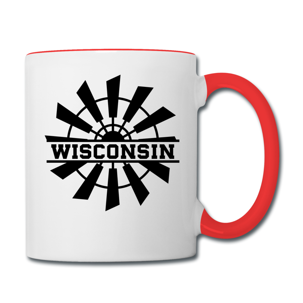 Wisconsin - Windmill - Black - Contrast Coffee Mug - white/red