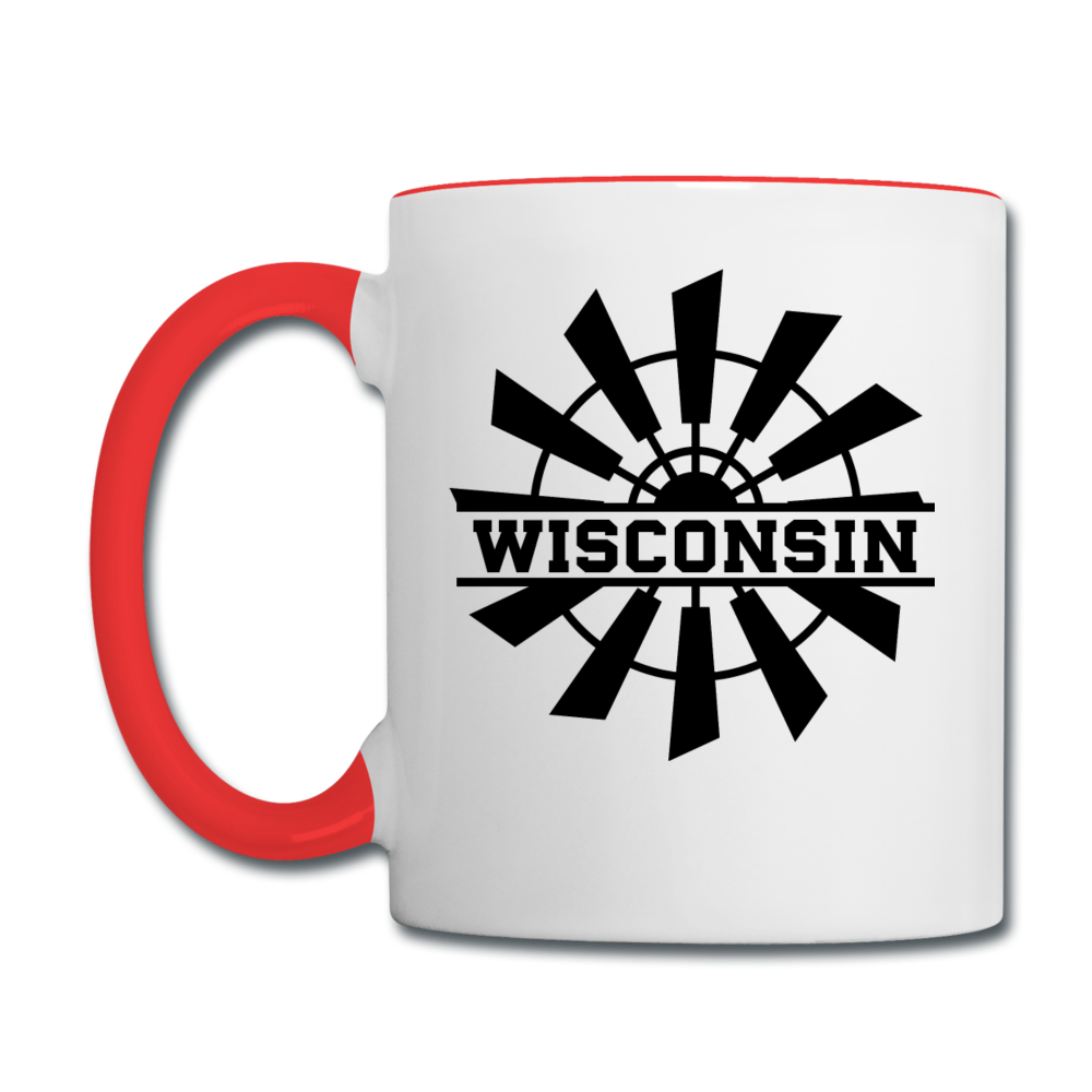 Wisconsin - Windmill - Black - Contrast Coffee Mug - white/red