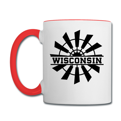 Wisconsin - Windmill - Black - Contrast Coffee Mug - white/red