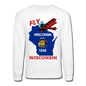 Fly Wisconsin - State Flag - Biplane - Crewneck Sweatshirt - white