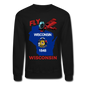 Fly Wisconsin - State Flag - Biplane - Crewneck Sweatshirt - black