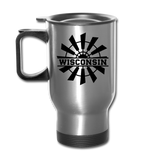 Wisconsin - Windmill - Black - Travel Mug - silver