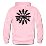 Wisconsin - Windmill - Black - Gildan Heavy Blend Adult Hoodie - light pink