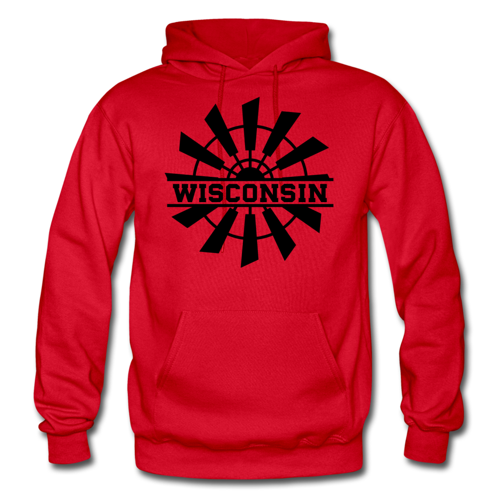 Wisconsin - Windmill - Black - Gildan Heavy Blend Adult Hoodie - red