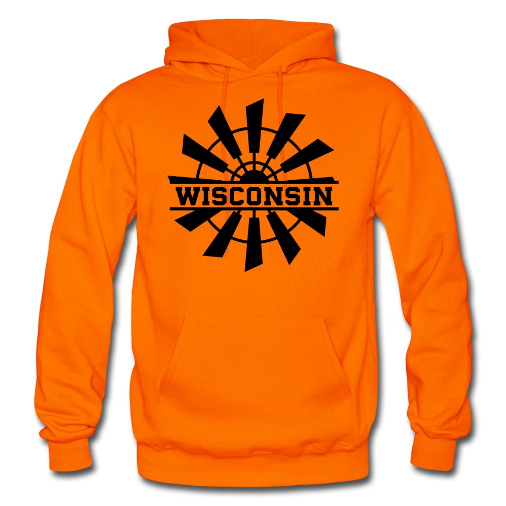 Wisconsin - Windmill - Black - Gildan Heavy Blend Adult Hoodie - orange