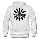 Wisconsin - Windmill - Black - Gildan Heavy Blend Adult Hoodie - light heather gray