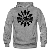 Wisconsin - Windmill - Black - Gildan Heavy Blend Adult Hoodie - graphite heather