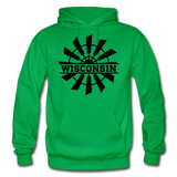 Wisconsin - Windmill - Black - Gildan Heavy Blend Adult Hoodie - kelly green
