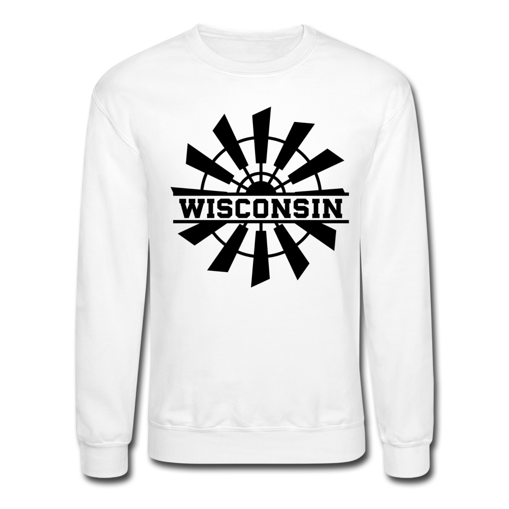 Wisconsin - Windmill - Black - Crewneck Sweatshirt - white