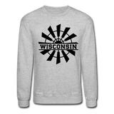 Wisconsin - Windmill - Black - Crewneck Sweatshirt - heather gray
