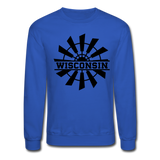 Wisconsin - Windmill - Black - Crewneck Sweatshirt - royal blue