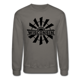 Wisconsin - Windmill - Black - Crewneck Sweatshirt - asphalt gray
