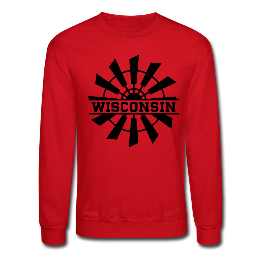 Wisconsin - Windmill - Black - Crewneck Sweatshirt - red