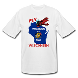 Fly Wisconsin - State Flag - Biplane - Men's Tall T-Shirt - white
