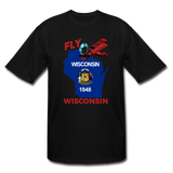 Fly Wisconsin - State Flag - Biplane - Men's Tall T-Shirt - black