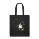 Sail Wisconsin - Sailboat And Flags - Tote Bag - black