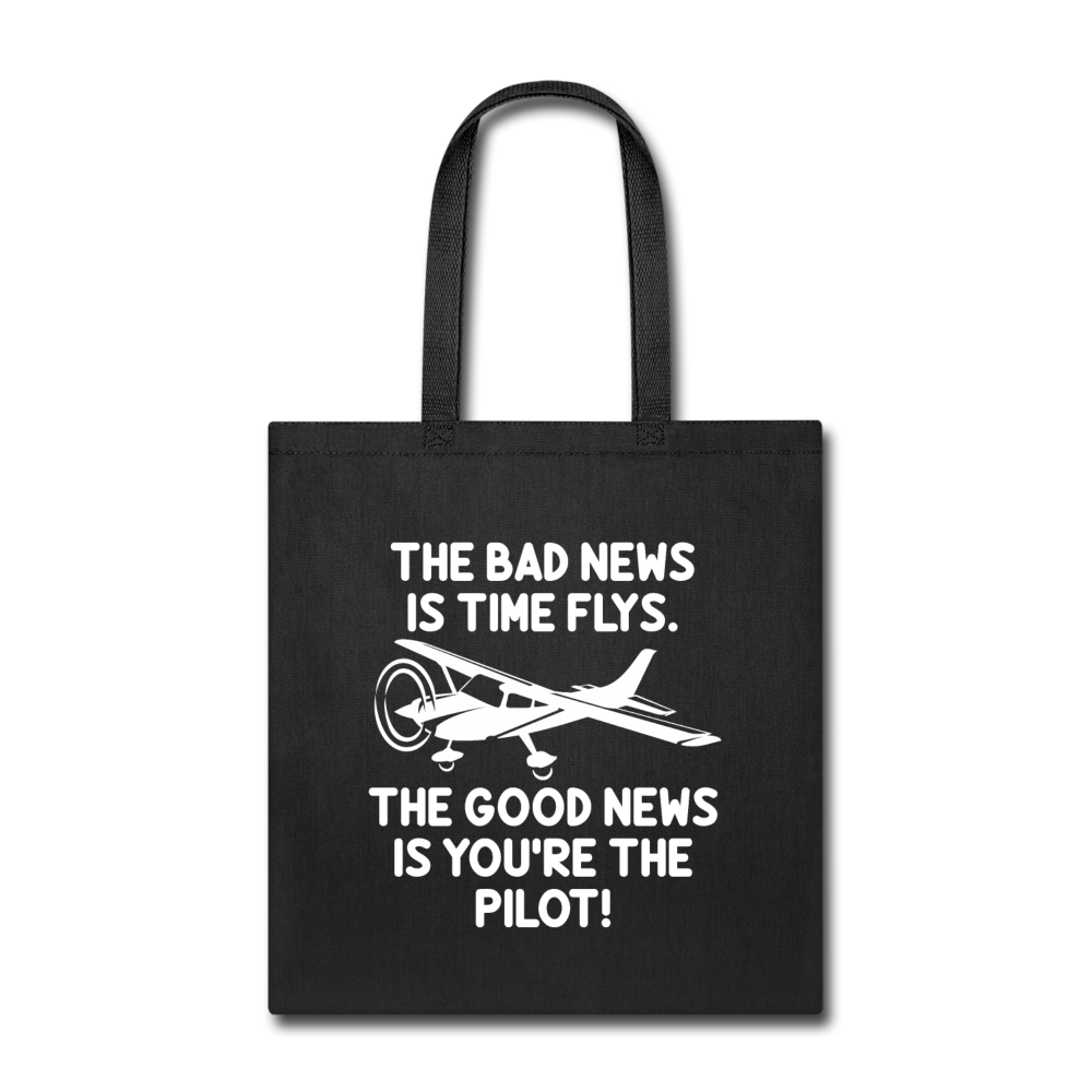 Bad And Good News - Pilot - White - Tote Bag - black