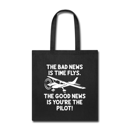 Bad And Good News - Pilot - White - Tote Bag - black