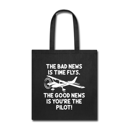 Bad And Good News - Pilot - White - Tote Bag - black