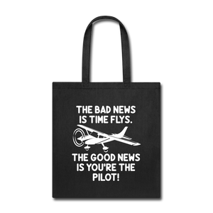 Bad And Good News - Pilot - White - Tote Bag - black