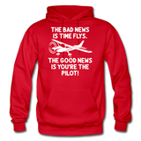 Bad And Good News - Pilot - White - Gildan Heavy Blend Adult Hoodie - red