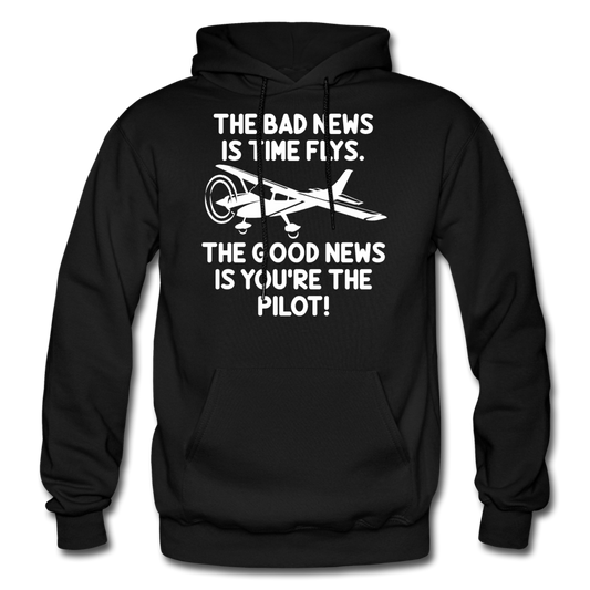 Bad And Good News - Pilot - White - Gildan Heavy Blend Adult Hoodie - black