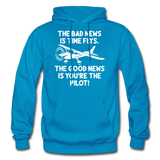 Bad And Good News - Pilot - White - Gildan Heavy Blend Adult Hoodie - turquoise