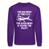 Bad And Good News - Pilot - White - Crewneck Sweatshirt - purple