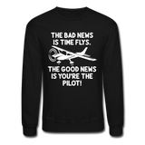 Bad And Good News - Pilot - White - Crewneck Sweatshirt - black