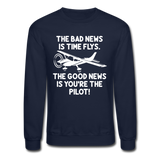 Bad And Good News - Pilot - White - Crewneck Sweatshirt - navy