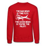 Bad And Good News - Pilot - White - Crewneck Sweatshirt - red