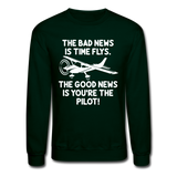 Bad And Good News - Pilot - White - Crewneck Sweatshirt - forest green