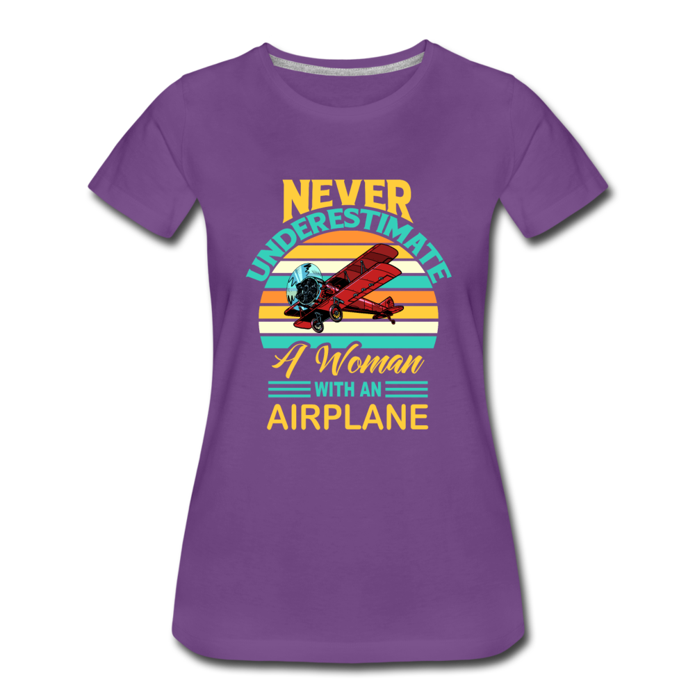 Never Underestimate - Women - Airplane - Women’s Premium T-Shirt - purple