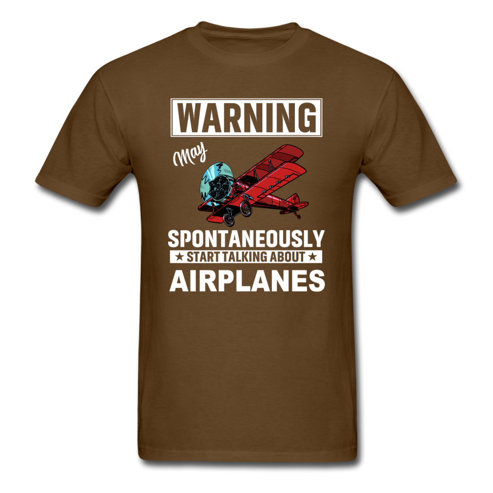 Warning - Talking About Airplanes - Unisex Classic T-Shirt - brown