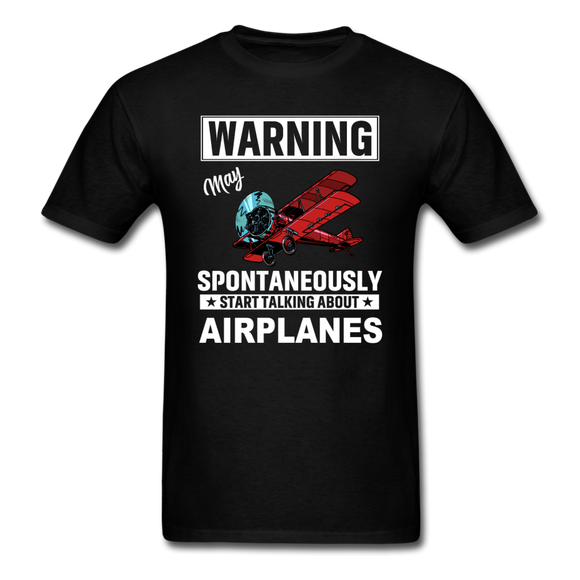 Warning - Talking About Airplanes - Unisex Classic T-Shirt - black