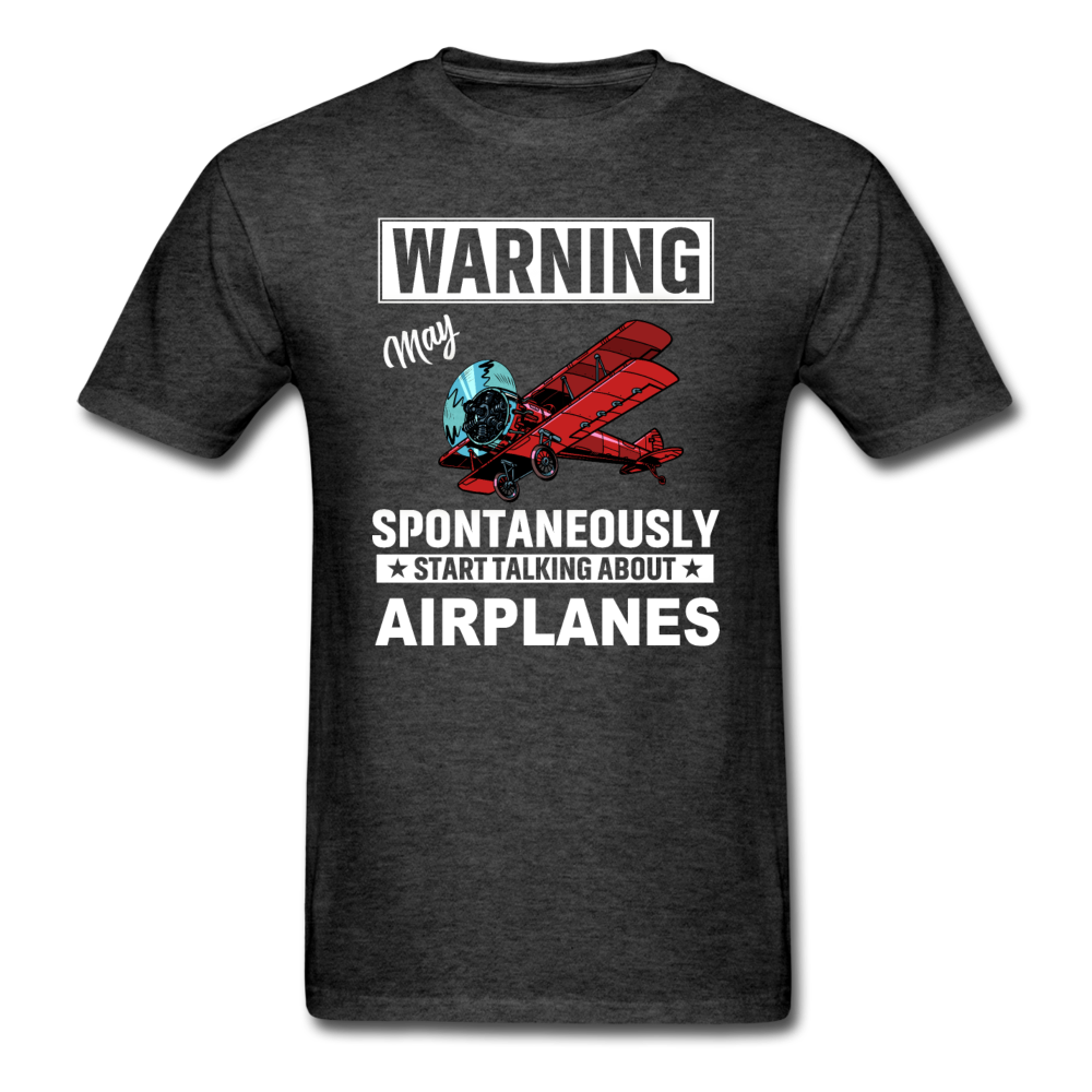 Warning - Talking About Airplanes - Unisex Classic T-Shirt - heather black