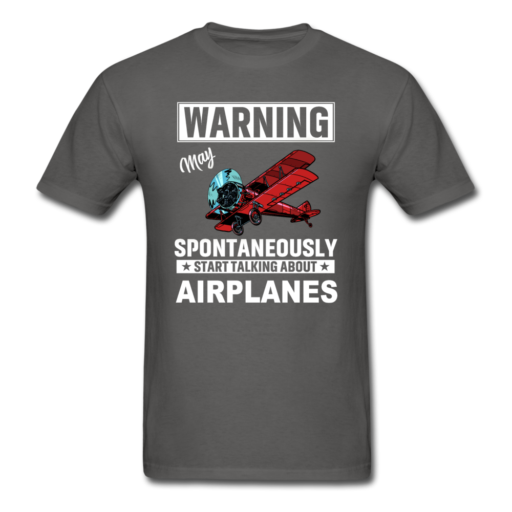 Warning - Talking About Airplanes - Unisex Classic T-Shirt - charcoal