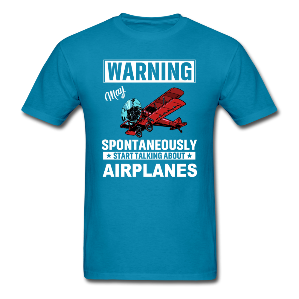 Warning - Talking About Airplanes - Unisex Classic T-Shirt - turquoise