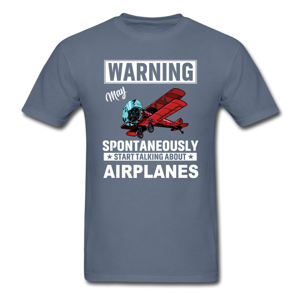 Warning - Talking About Airplanes - Unisex Classic T-Shirt - denim