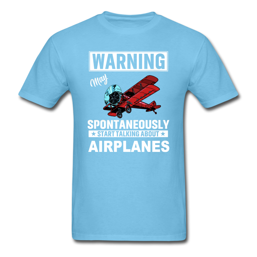 Warning - Talking About Airplanes - Unisex Classic T-Shirt - aquatic blue