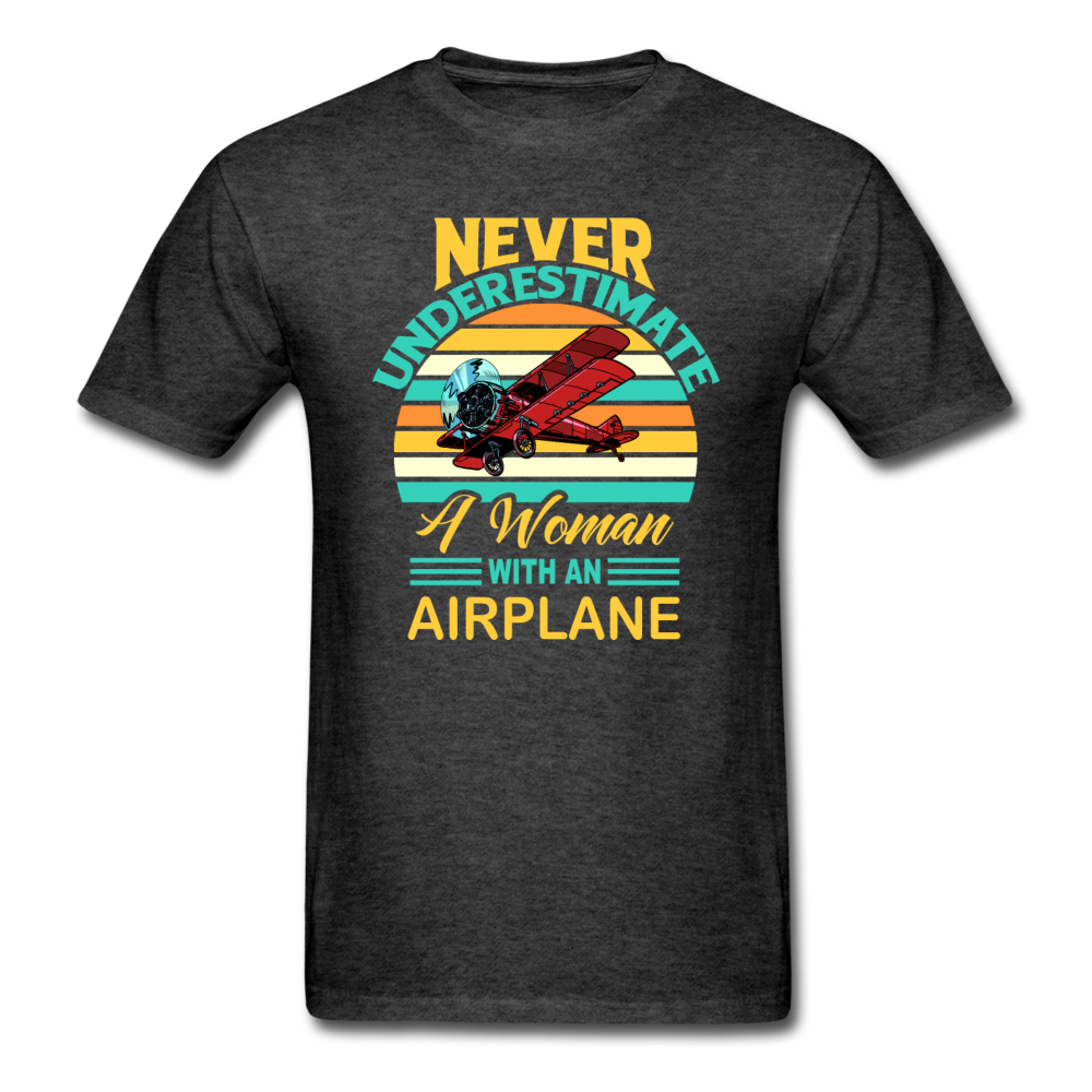 Never Underestimate - Women - Airplane - Unisex Classic T-Shirt - heather black