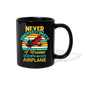 Never Underestimate - Women - Airplane - Full Color Mug - black