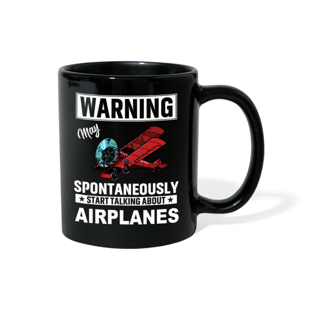 Warning - Talking About Airplanes - Full Color Mug - black