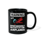 Warning - Talking About Airplanes - Full Color Mug - black