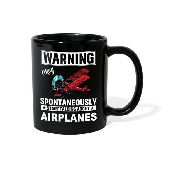 Warning - Talking About Airplanes - Full Color Mug - black