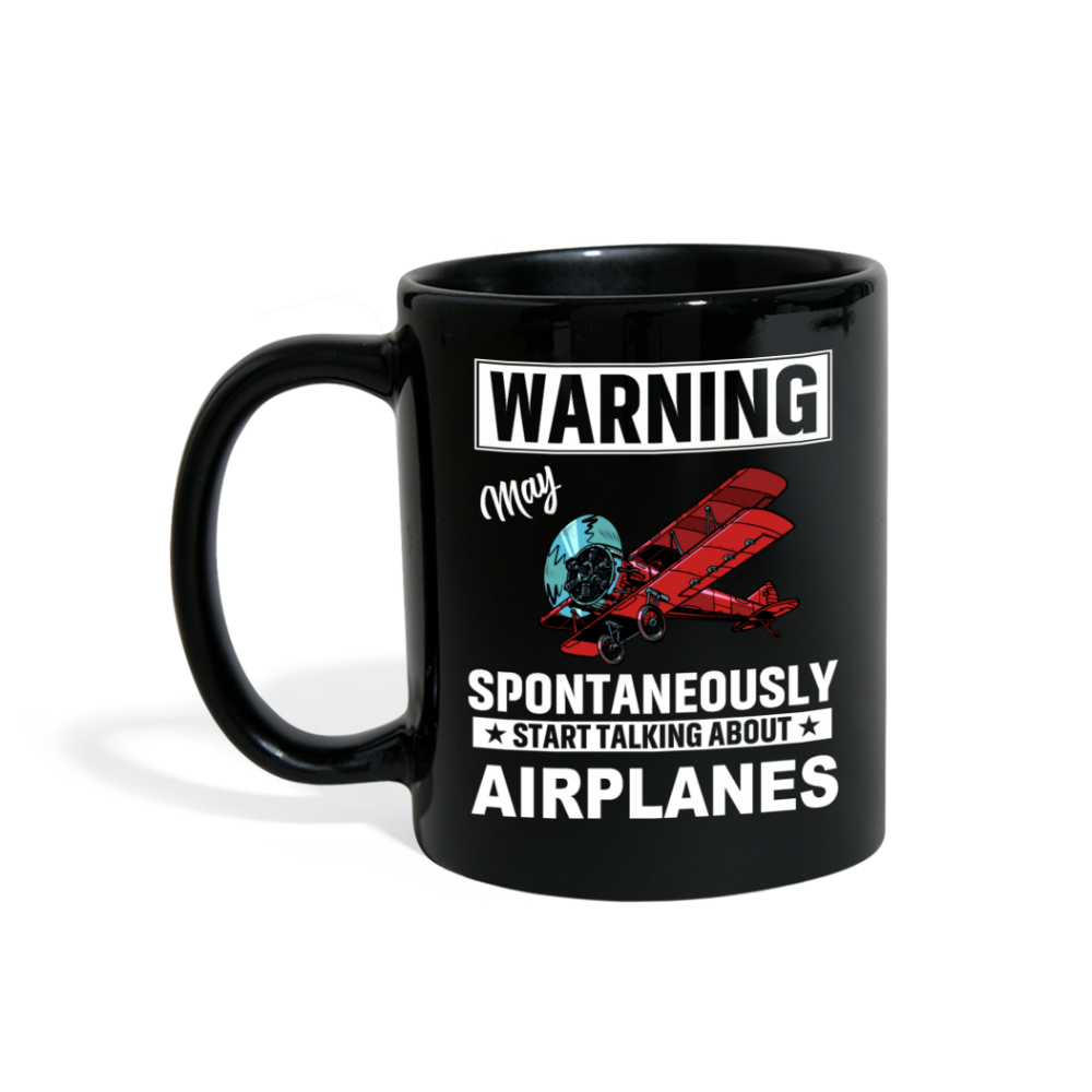 Warning - Talking About Airplanes - Full Color Mug - black