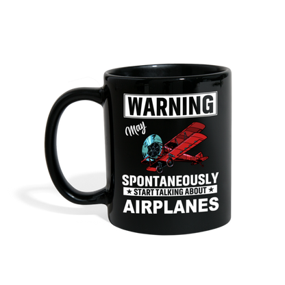 Warning - Talking About Airplanes - Full Color Mug - black